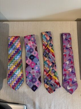 Duchamp Paris Men's Multicolor Patterned Silk Tie - Purple & Multicolor